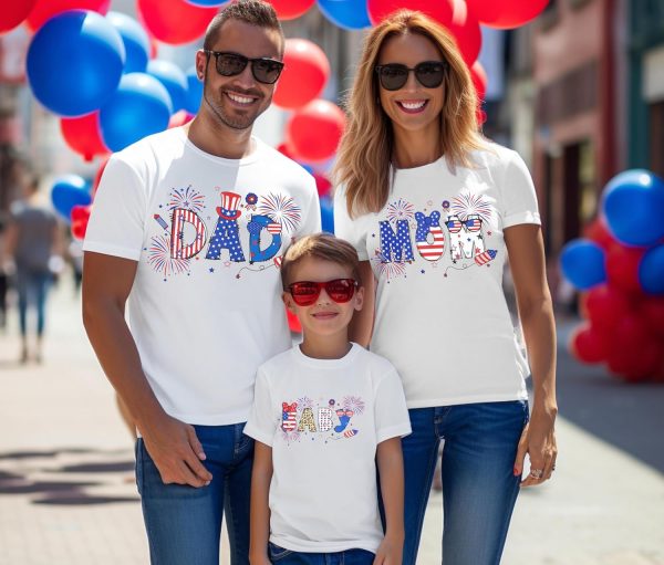 4th of July Family Matching Outfits Funny American Flag Mom Dad Kids Tee Casual Family Vacation Patriotic Tops 2025
