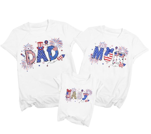4th of July Family Matching Outfits Funny American Flag Mom Dad Kids Tee Casual Family Vacation Patriotic Tops 2025