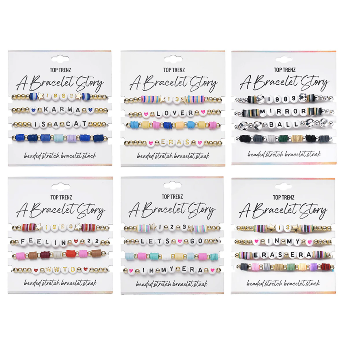 A Bracelet Story – Eras Edition Beaded Stretch Bracelets (4 bracelets per card) A Bracelet Story – Eras Edition Beaded Stretch Bracelets (4 bracelets per card)