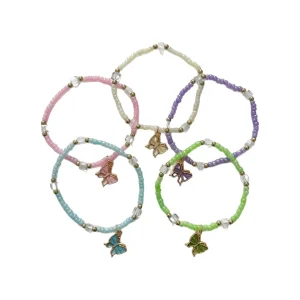 Bead Bracelets with Butterfly Charms