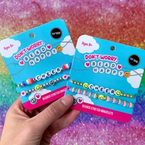 Don’t Worry Bead Happy -Stretch Beaded Bracelets – Cheer 2 Per card