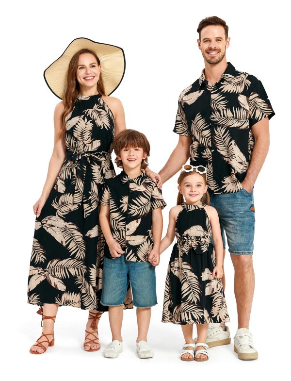Family Hawaiian Matching Outfits Mommy and Me Outfits Caribbean Vacation Summer Tropical Halter Sundresses and Shirts