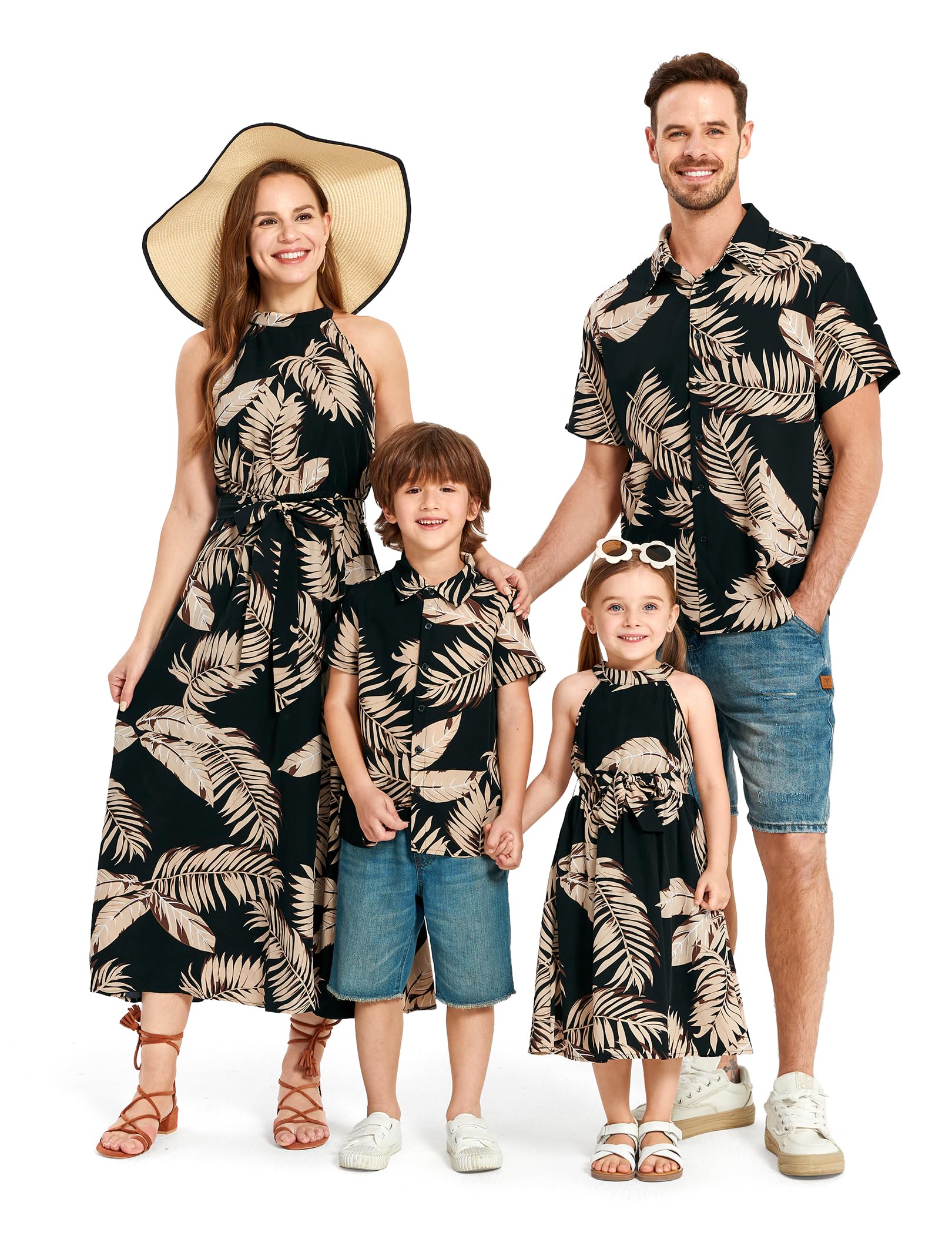 Family Hawaiian Matching Outfits Mommy and Me Outfits Caribbean Vacation Summer Tropical Halter Sundresses and Shirts Family Hawaiian Matching Outfits Mommy and Me Outfits Caribbean Vacation Summer Tropical Halter Sundresses and Shirts