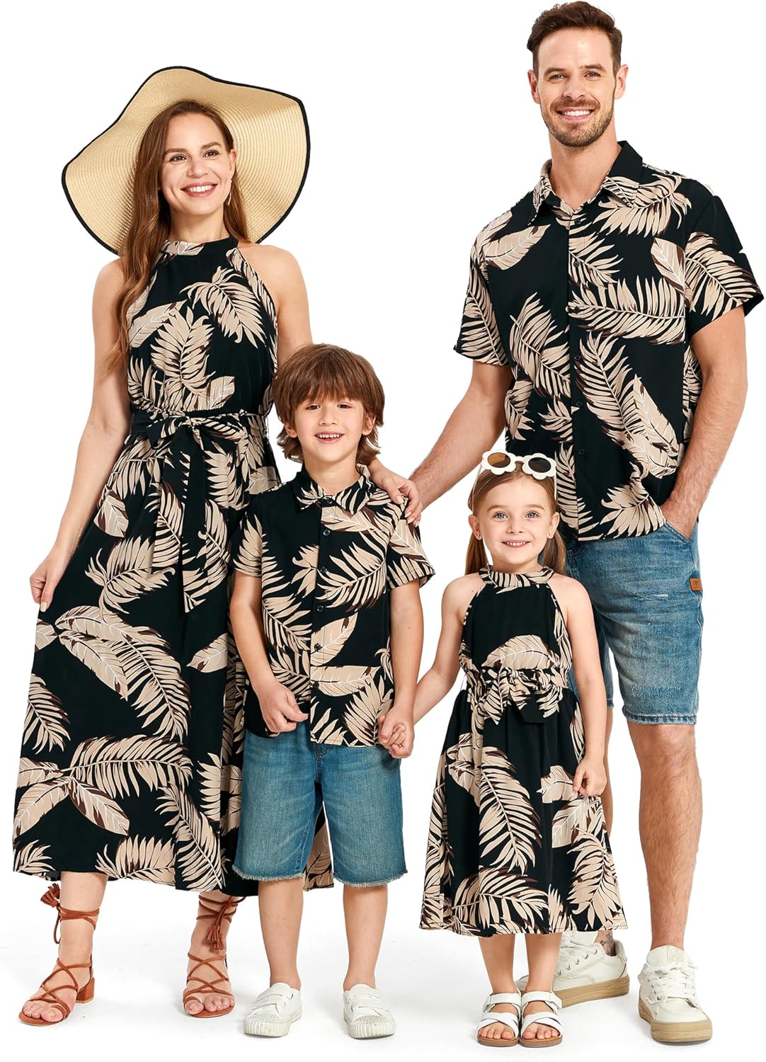 Family Hawaiian Matching Outfits Mommy and Me Outfits Caribbean Vacation Summer Tropical Halter Sundresses and Shirts Family Hawaiian Matching Outfits Mommy and Me Outfits Caribbean Vacation Summer Tropical Halter Sundresses and Shirts