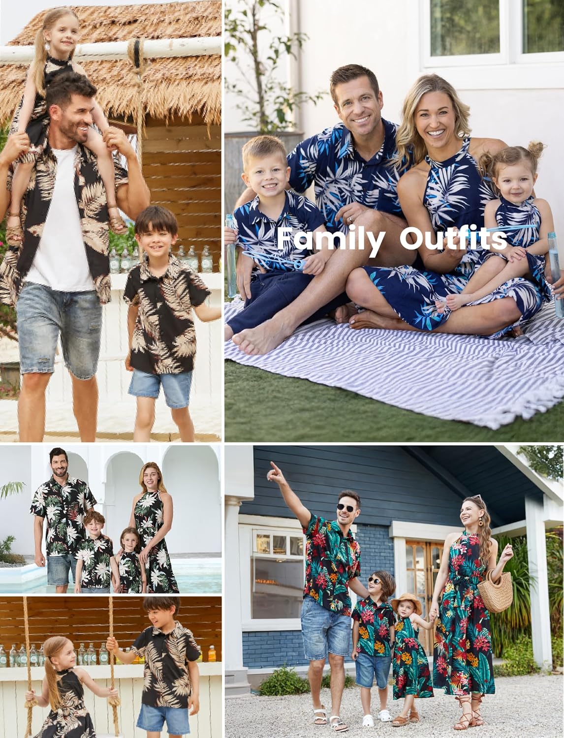 Family Hawaiian Matching Outfits Mommy and Me Outfits Caribbean Vacation Summer Tropical Halter Sundresses and Shirts Family Hawaiian Matching Outfits Mommy and Me Outfits Caribbean Vacation Summer Tropical Halter Sundresses and Shirts