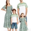Family Matching Outfits Mommy and Me Dresses Hawaiian Tropical Vacation Beach Spaghetti Strap Dress and Shirt