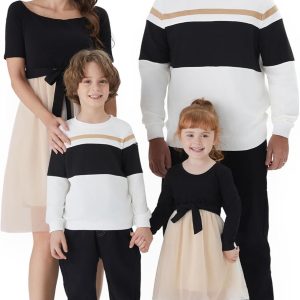 Family Matching Outfits Dresses and Sweatshirt Fall Winter Off Shoulder Dresses and Long Sleeve Sweatshirt Family Matching Outfits Dresses and Sweatshirt Fall Winter Off Shoulder Dresses and Long Sleeve Sweatshirt
