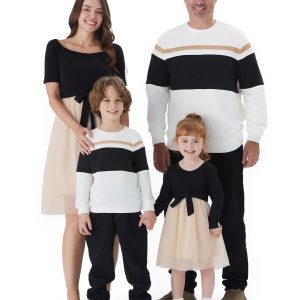 Family Matching Outfits Dresses and Sweatshirt Fall Winter Off Shoulder Dresses and Long Sleeve Sweatshirt Family Matching Outfits Dresses and Sweatshirt Fall Winter Off Shoulder Dresses and Long Sleeve Sweatshirt
