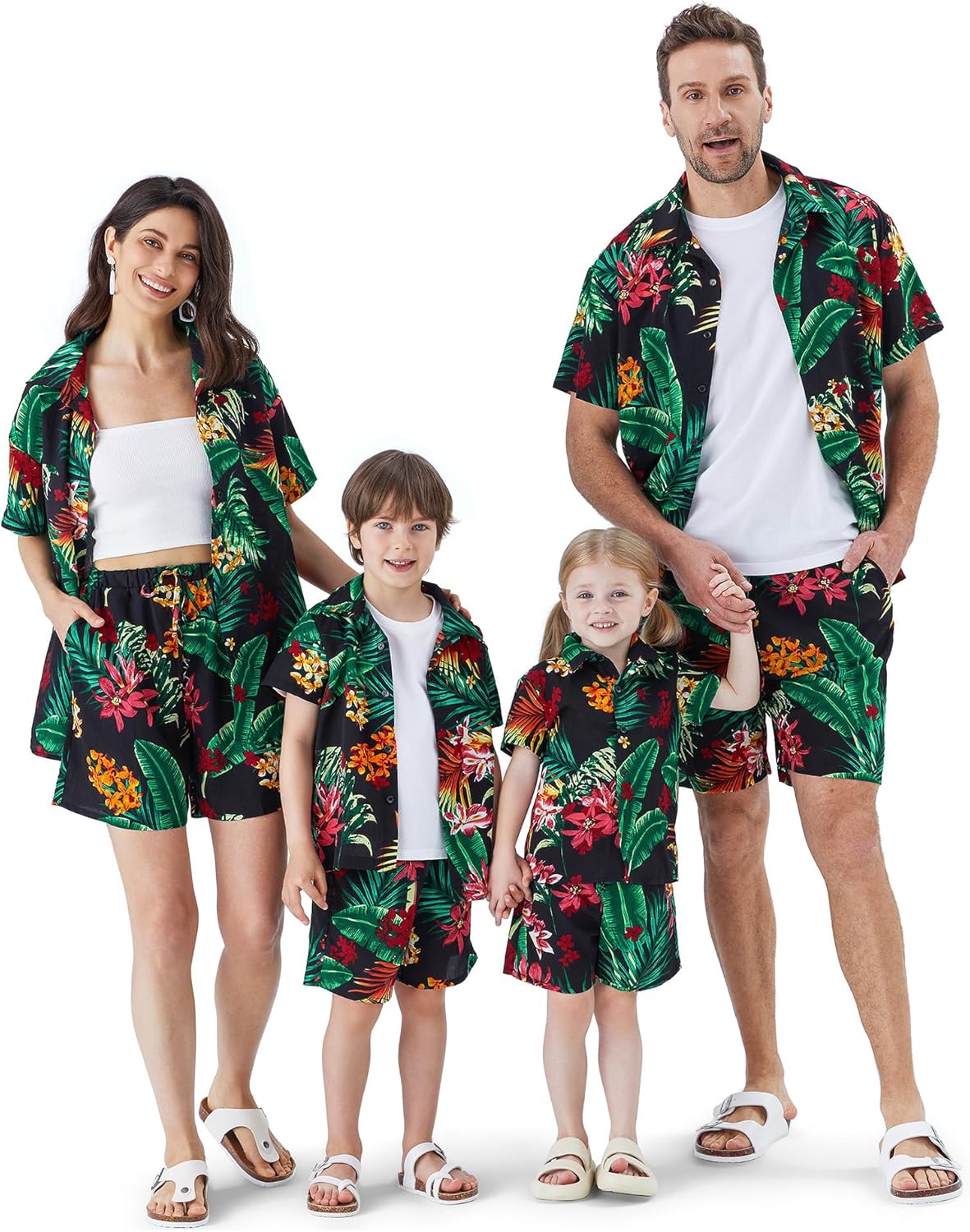 Family Matching Outfits Hawaiian Dad and Me Beach Tropical Plant Allover Flower Print Shirt and Shorts Set Family Matching Outfits Hawaiian Dad and Me Beach Tropical Plant Allover Flower Print Shirt and Shorts Set