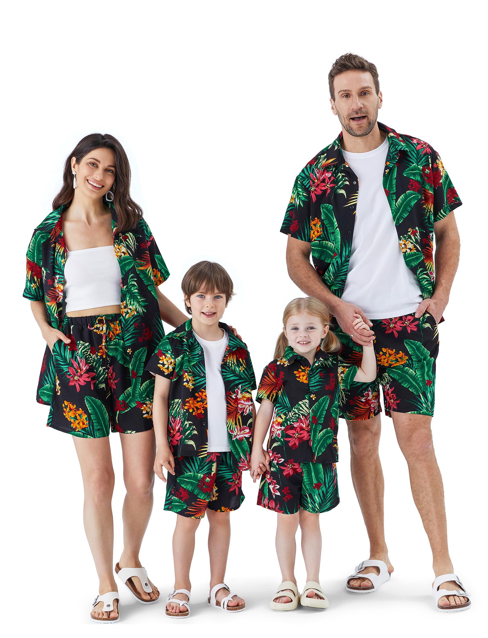 Family Matching Outfits Hawaiian Dad and Me Beach Tropical Plant Allover Flower Print Shirt and Shorts Set Family Matching Outfits Hawaiian Dad and Me Beach Tropical Plant Allover Flower Print Shirt and Shorts Set