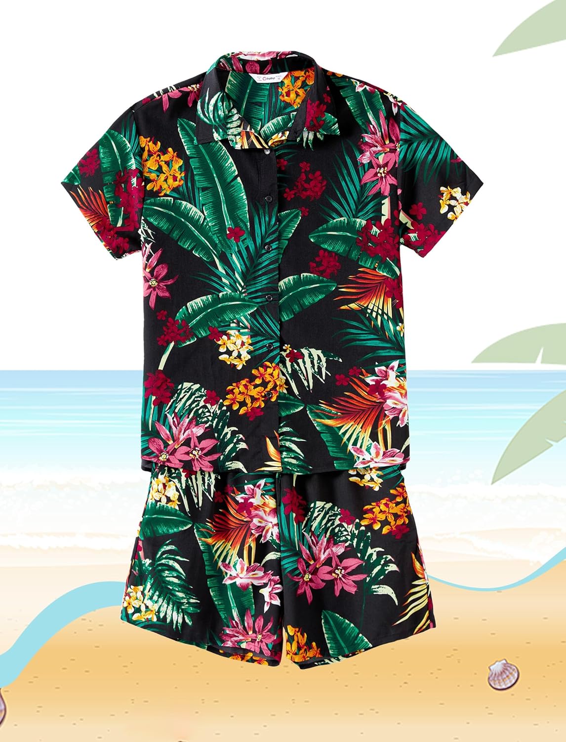 Family Matching Outfits Hawaiian Dad and Me Beach Tropical Plant Allover Flower Print Shirt and Shorts Set Family Matching Outfits Hawaiian Dad and Me Beach Tropical Plant Allover Flower Print Shirt and Shorts Set