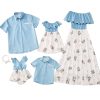 Family Matching Outfits Mommy and Me Dresses Hawaiian Tropical Vacation Beach Spaghetti Strap Dress and Shirt