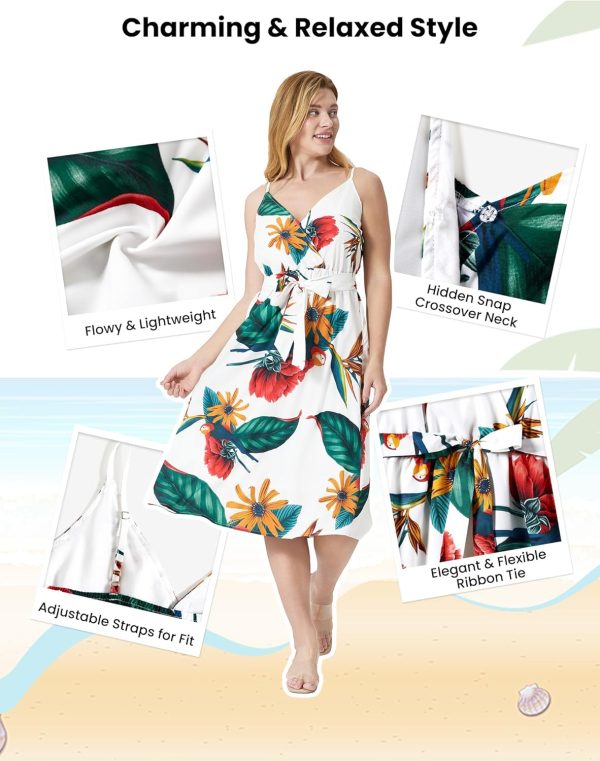 Family Matching Outfits Mommy and Me Dresses Hawaiian Tropical Vacation Beach Spaghetti Strap Dress and Shirt