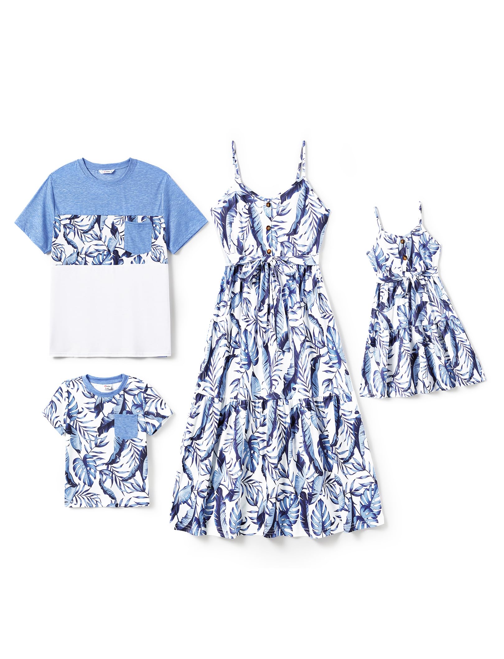 Family Matching Outfits Mommy and Me Dresses Spaghetti Sleeveless Summer Vacation Hawaiian Dress and T-Shirts Sets Family Matching Outfits Mommy and Me Dresses Spaghetti Sleeveless Summer Vacation Hawaiian Dress and T-Shirts Sets