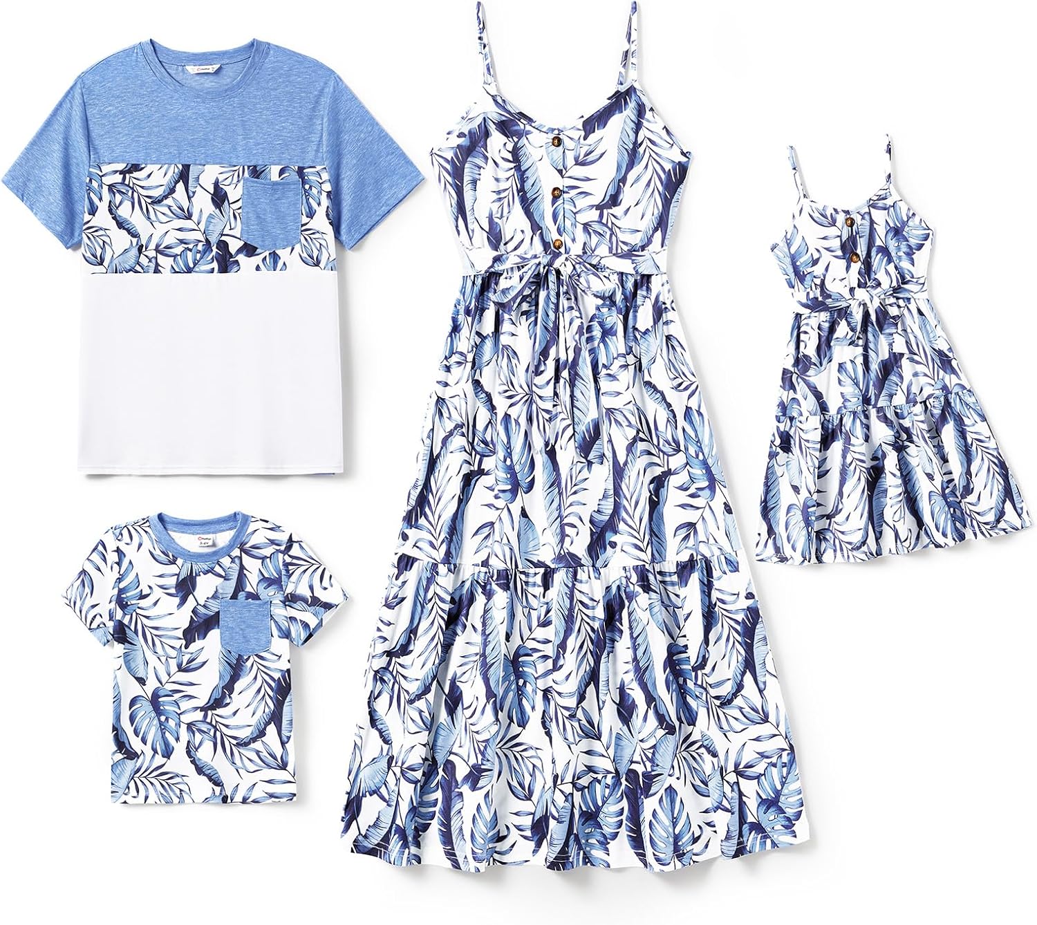 Family Matching Outfits Mommy and Me Dresses Spaghetti Sleeveless Summer Vacation Hawaiian Dress and T-Shirts Sets Family Matching Outfits Mommy and Me Dresses Spaghetti Sleeveless Summer Vacation Hawaiian Dress and T-Shirts Sets