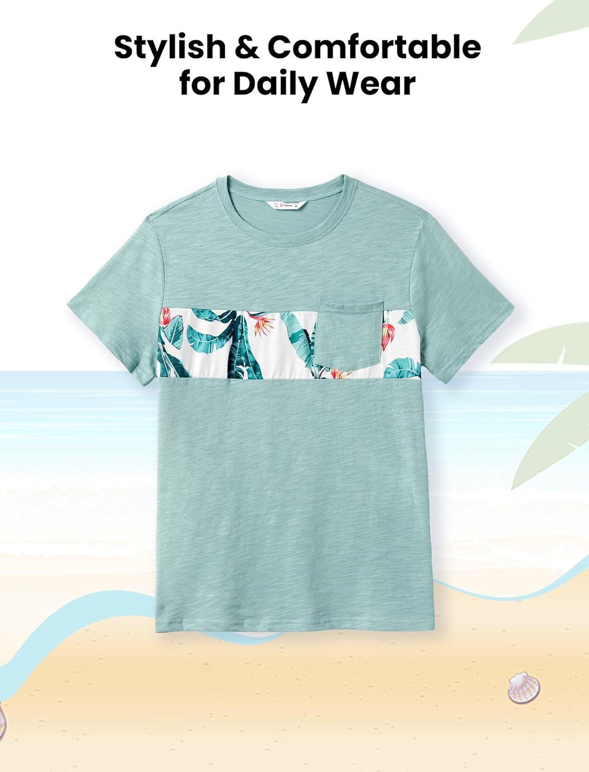Family Matching Outfits Short Sleeve Belted Spliced Pattern Print Dresses and Casual T-Shirts Matching Sets Family Matching Outfits Short Sleeve Belted Spliced Pattern Print Dresses and Casual T-Shirts Matching Sets