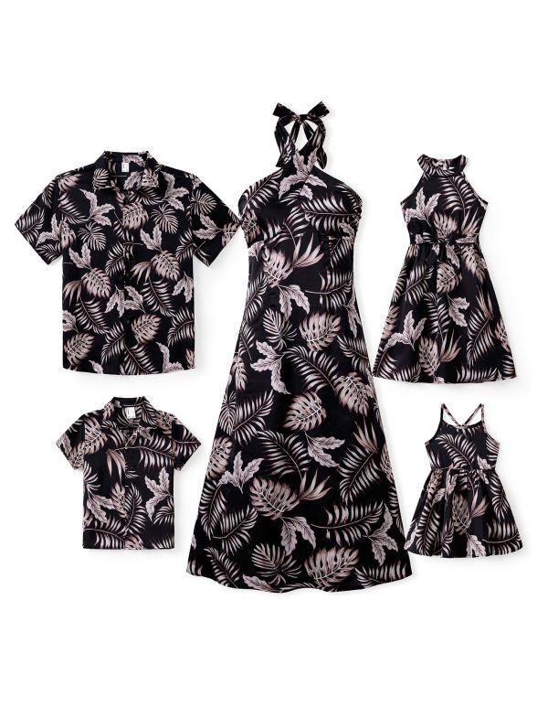 Family Matching Summer Outfits, Hawaiian Vacation Women Beach Dress, Girls Sundress, Men and Boys Button Down Shirt