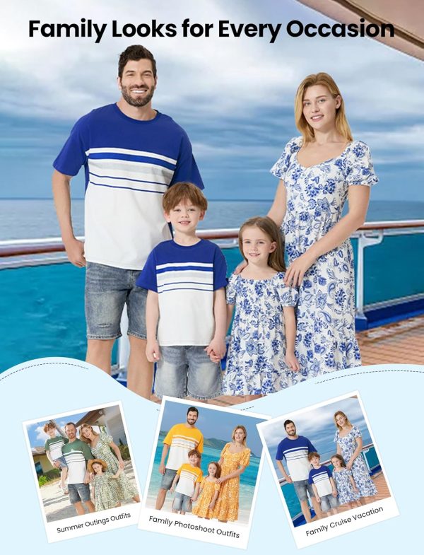 Family Matching Summer Outfits, Mommy and Me Matching Shirts Dresses Paisley Print Matching Dresses for Family