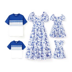 Family Matching Summer Outfits, Mommy and Me Matching Shirts Dresses Paisley Print Matching Dresses for Family Family Matching Summer Outfits, Mommy and Me Matching Shirts Dresses Paisley Print Matching Dresses for Family