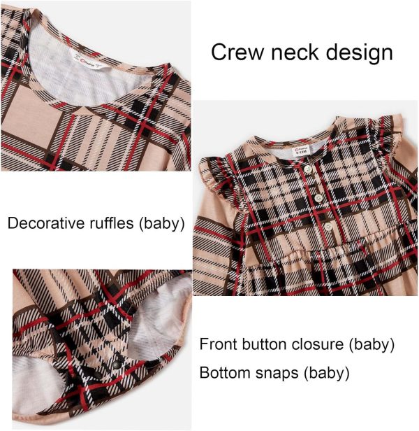 Matching Family Outfits Mom and Me Matching Outfits Short Sleeve Round Neck Midi Shirt Dress