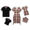 Matching Family Outfits Mom and Me Matching Outfits Short Sleeve Round Neck Midi Shirt Dress
