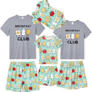 Matching Pajamas for Family Mommy and Me Pajamas Cartoon Print Short Sleeve Tops and Shorts Casual Sleepwear Sets Matching Pajamas for Family Mommy and Me Pajamas Cartoon Print Short Sleeve Tops and Shorts Casual Sleepwear Sets