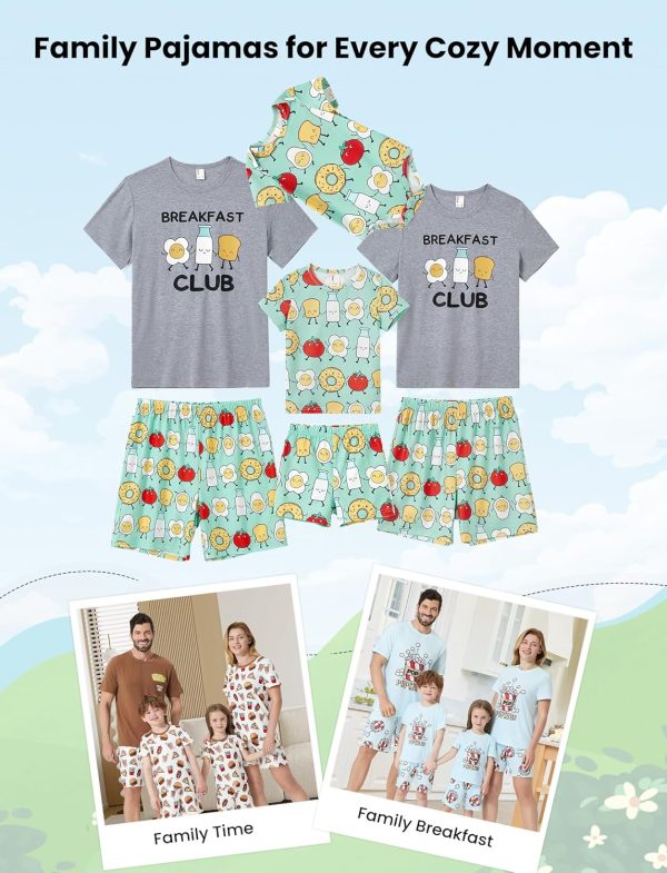 Matching Pajamas for Family Mommy and Me Pajamas Cartoon Print Short Sleeve Tops and Shorts Casual Sleepwear Sets