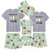 Matching Pajamas for Family Mommy and Me Pajamas Cartoon Print Short Sleeve Tops and Shorts Casual Sleepwear Sets