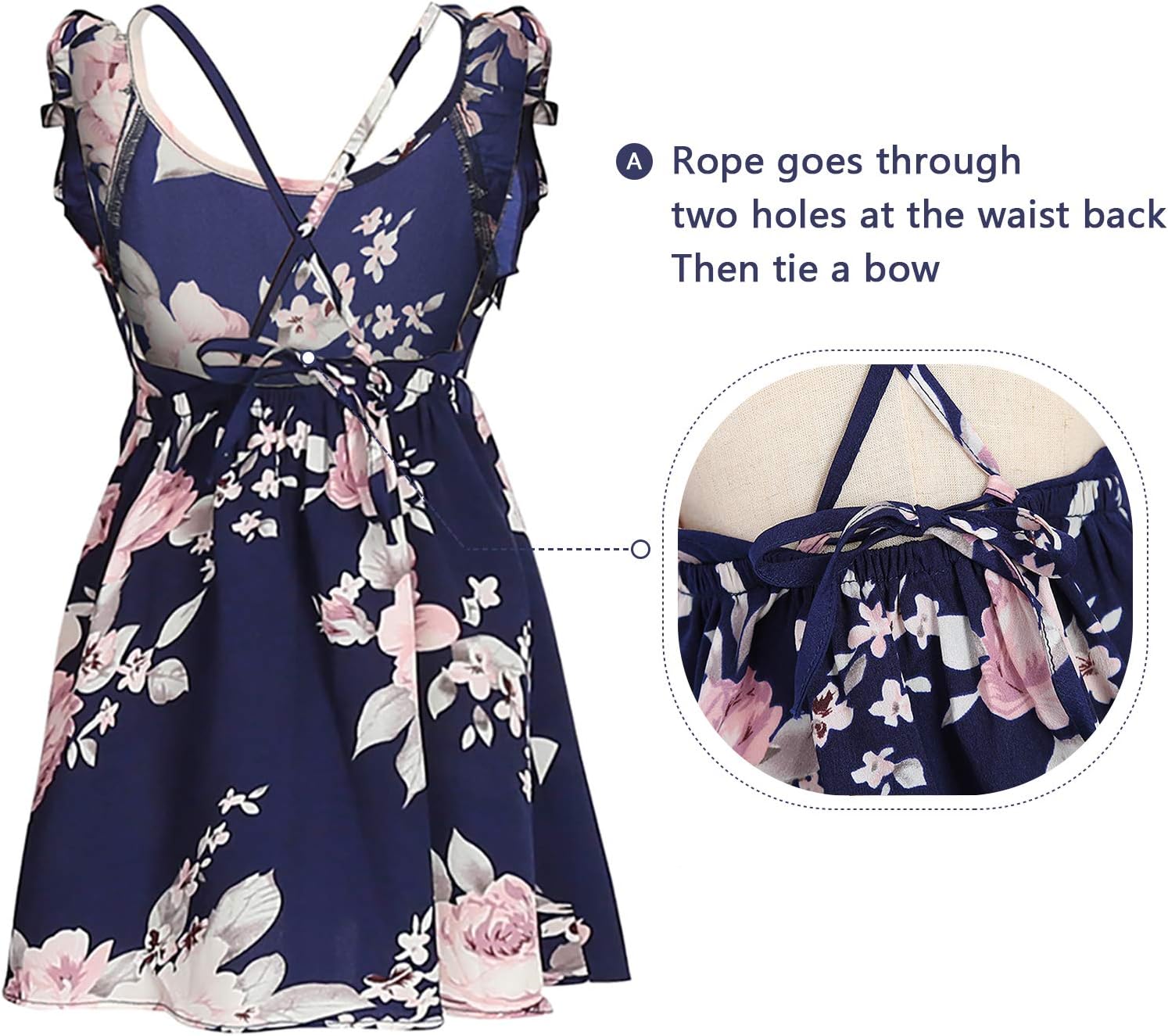 Mommy and Me Dresses Floral Print Cold Shoulder Ruffle Backless Strap Romper Beach Midi Dress Summer Mommy and Me Dresses Floral Print Cold Shoulder Ruffle Backless Strap Romper Beach Midi Dress Summer