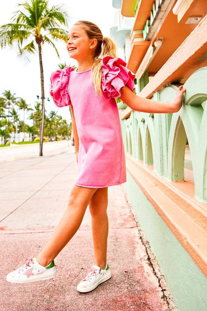 Pink Princess Ruffle Denim Dress Pink Princess Ruffle Denim Dress