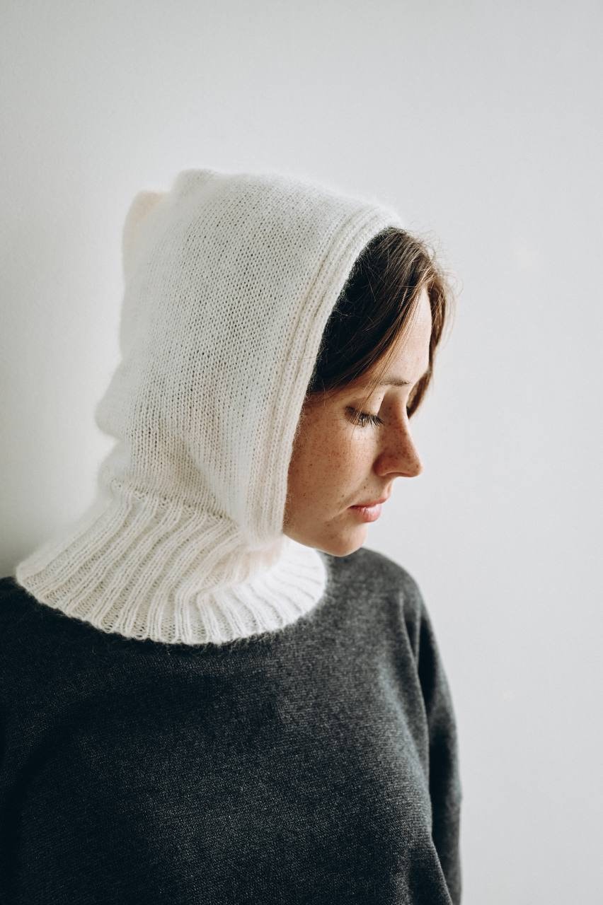 Handmade Angora Knitted Hood: Chunky Winter Neck Warmer
