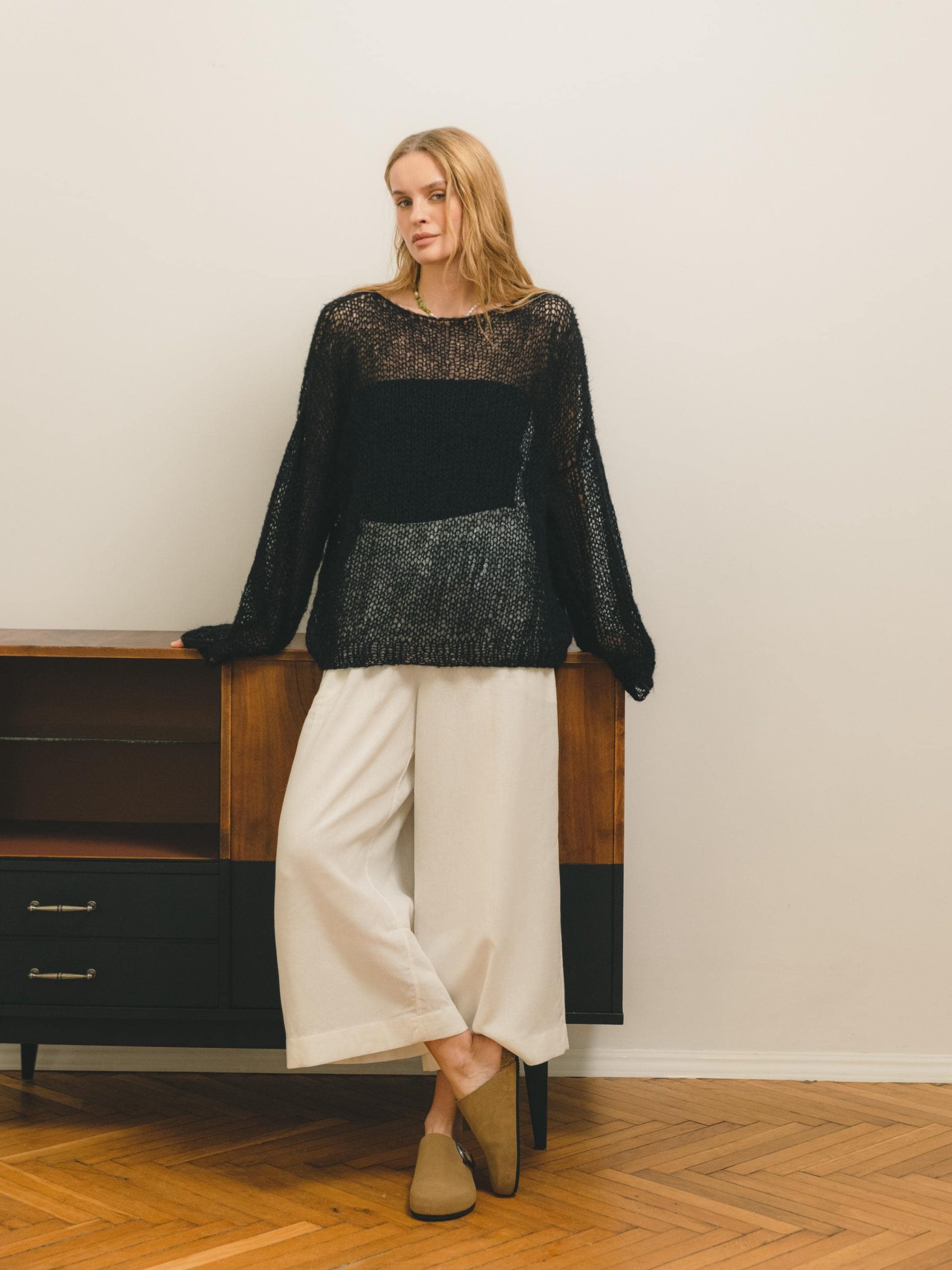 Fluffy Mohair Knit Sweater: Powder Hue Oversized Jumper