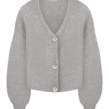 Handcrafted Alpaca Cardigan: Grey Merino Wool Knitwear