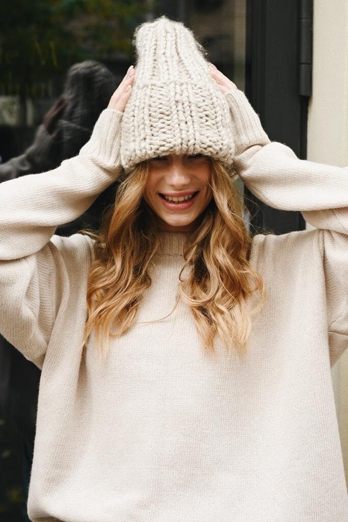 Hand Knitted Alpaca Wool Cap: Unisex Winter Beanie Hat