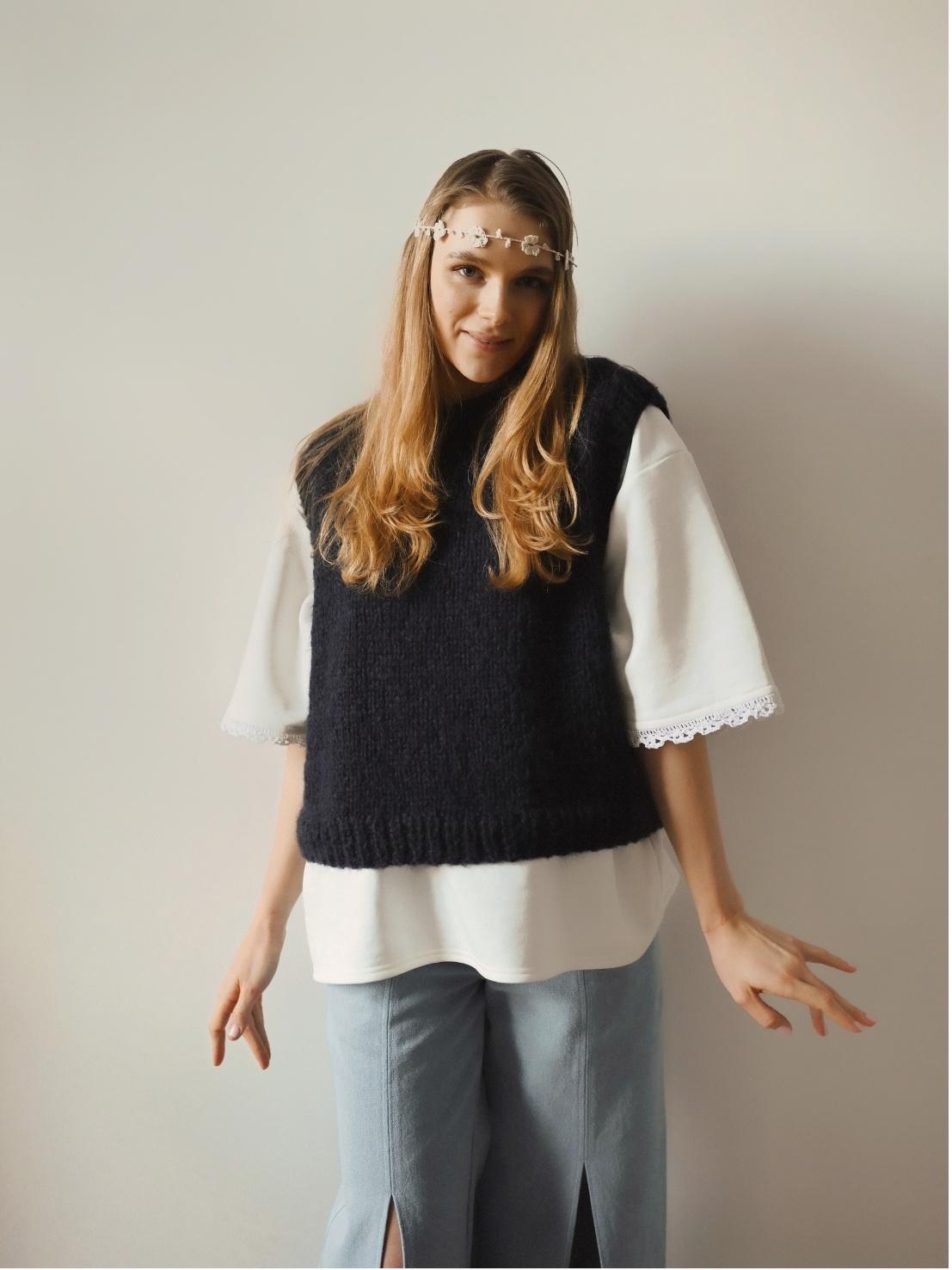 Hand-knitted Mohair Yellow Vest: Women's Cozy Knitwear