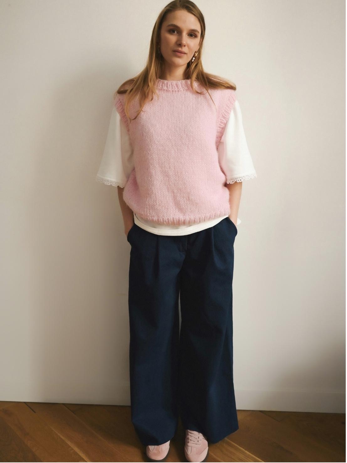 Hand-knitted Mohair Yellow Vest: Women's Cozy Knitwear