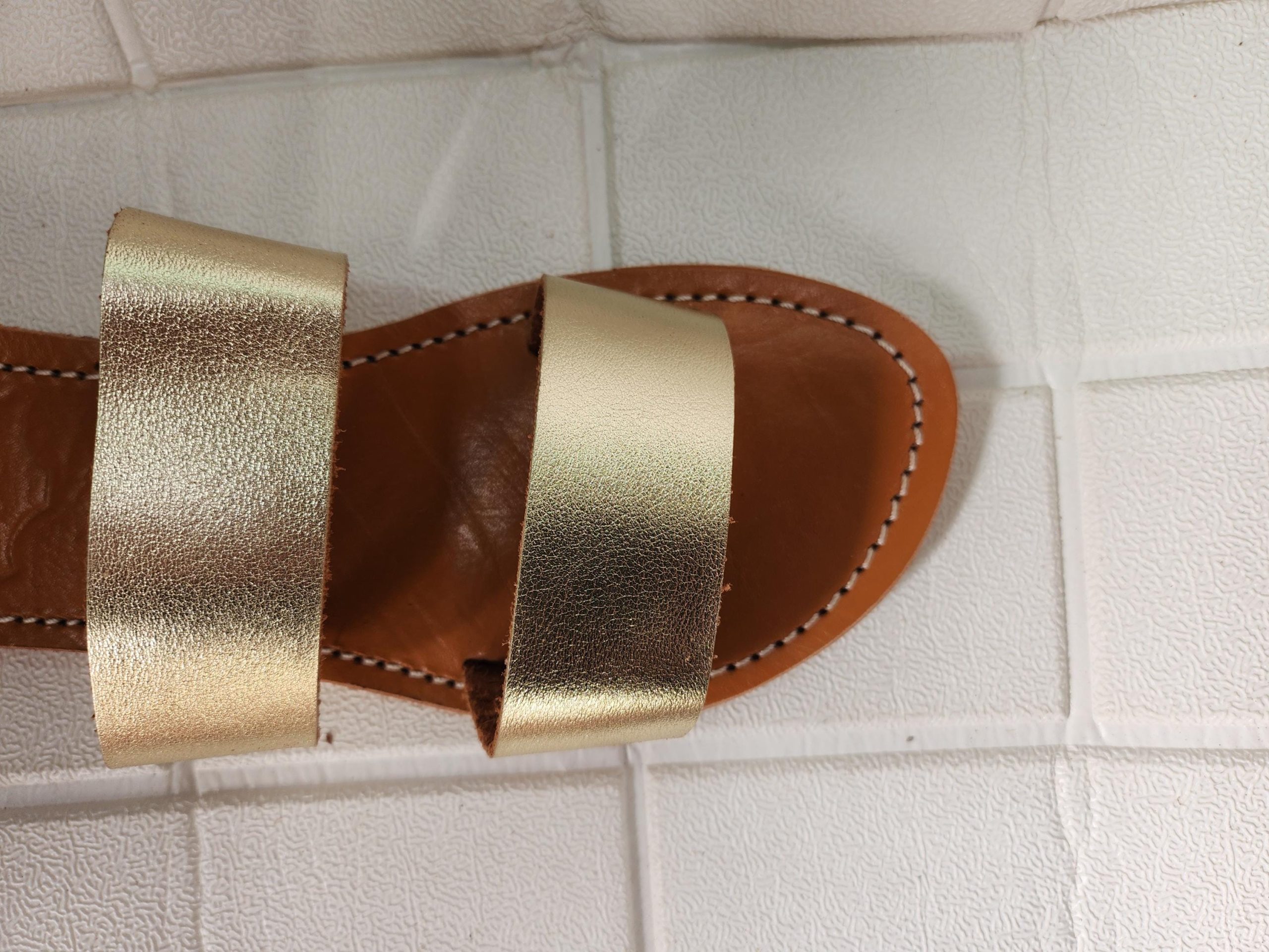 Handmade Moroccan Leather Sandals For Women – Gold Strappy Sandali Donna | Flat Leather Womens Sandals | Ledersandalen Damen |