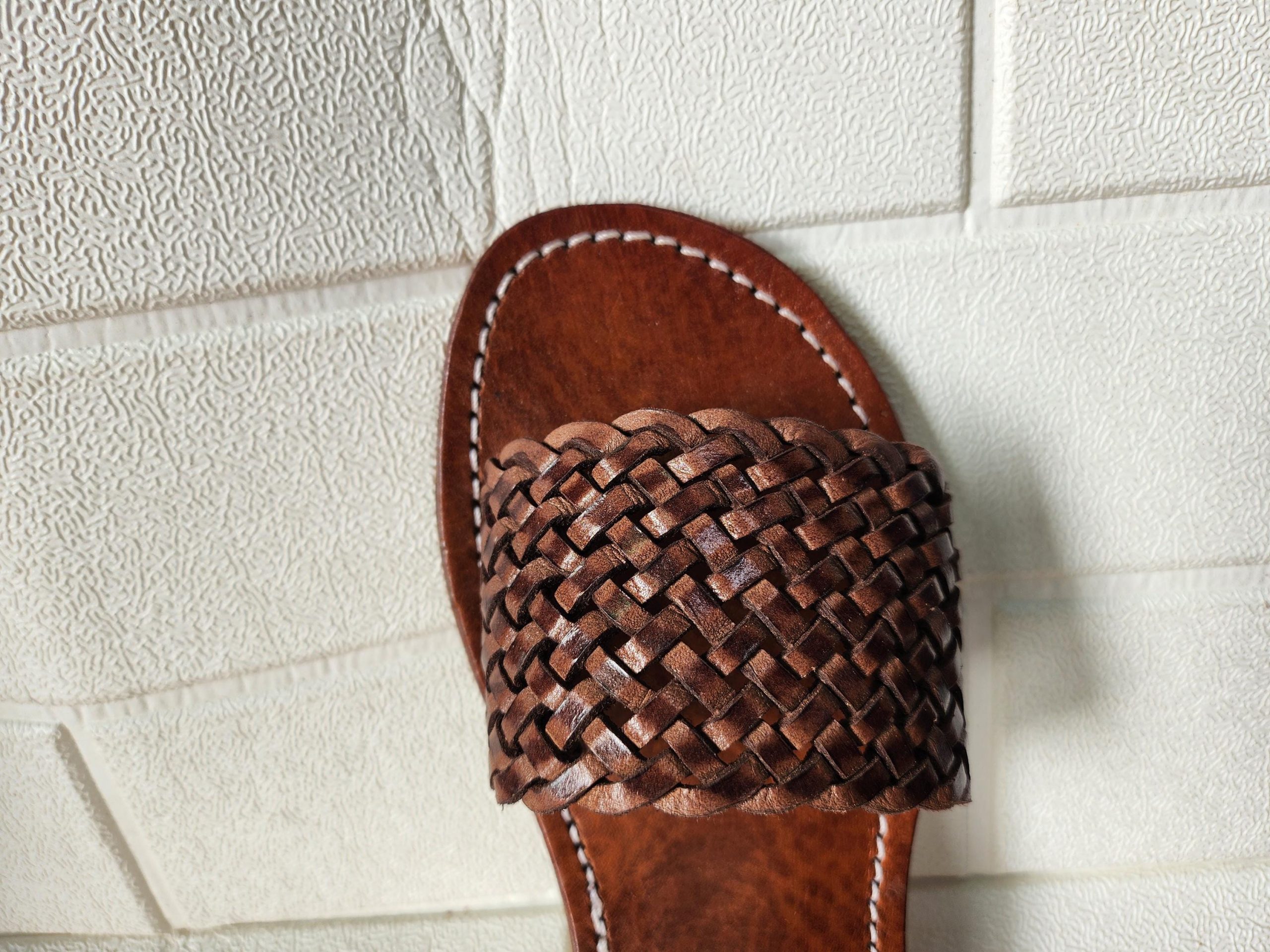 Moroccan Handmade Leather Sandals Women – Braided Slides, Strappy Summer Shoes, Open Toe Beach Sandals, Handcrafted Flat Leather Sandals