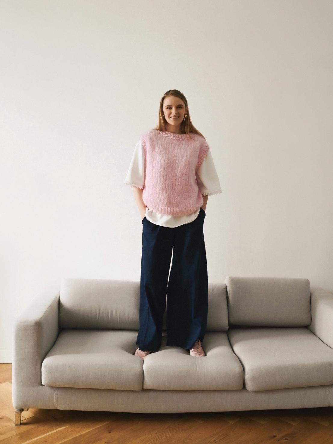 Hand-knitted Mohair Yellow Vest: Women's Cozy Knitwear