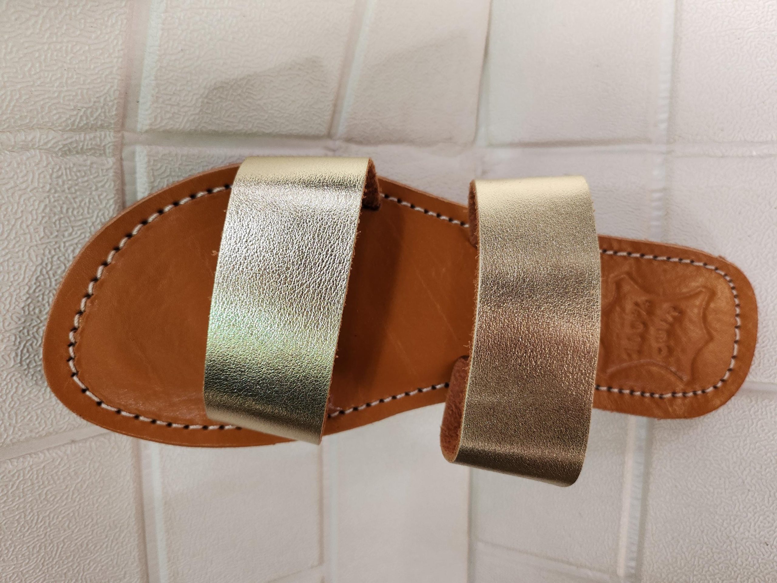 Handmade Moroccan Leather Sandals For Women – Gold Strappy Sandali Donna | Flat Leather Womens Sandals | Ledersandalen Damen |