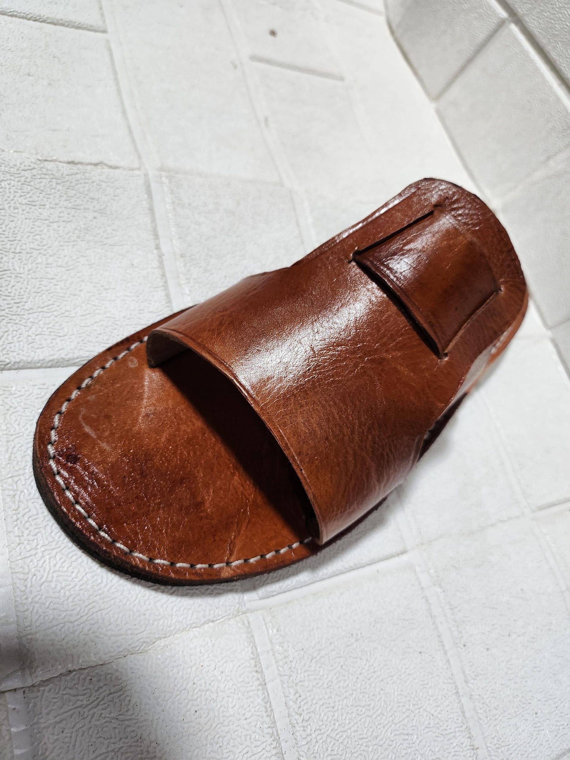 Handmade Moroccan Leather Sandals For Men – Brown Slip-on Summer Sandals – Traditional Men’s Shoes Eu 40 To 50 – Open Toe Artisanal Footwear