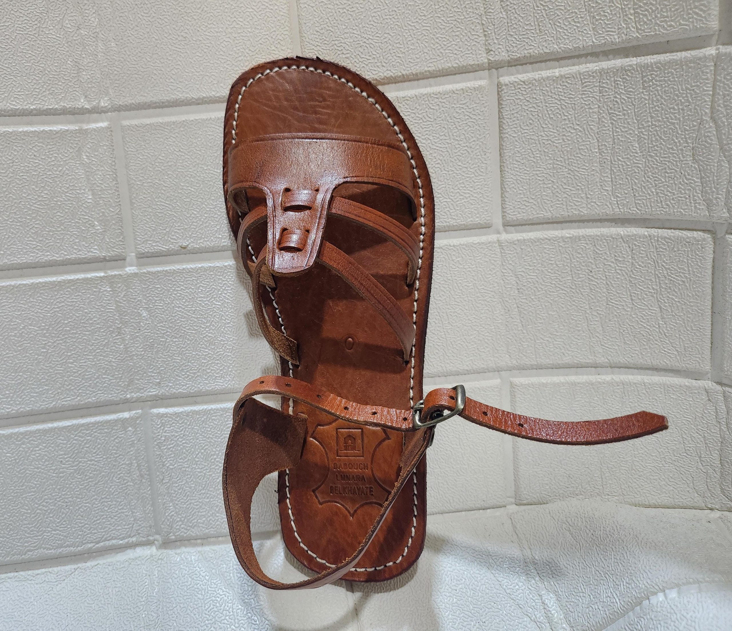 Handmade Moroccan Leather Sandals For Women – Brown Flat Summer Sandals With Toe Loop & Ankle Strap – Boho Travel Shoes Eu 37 To 42