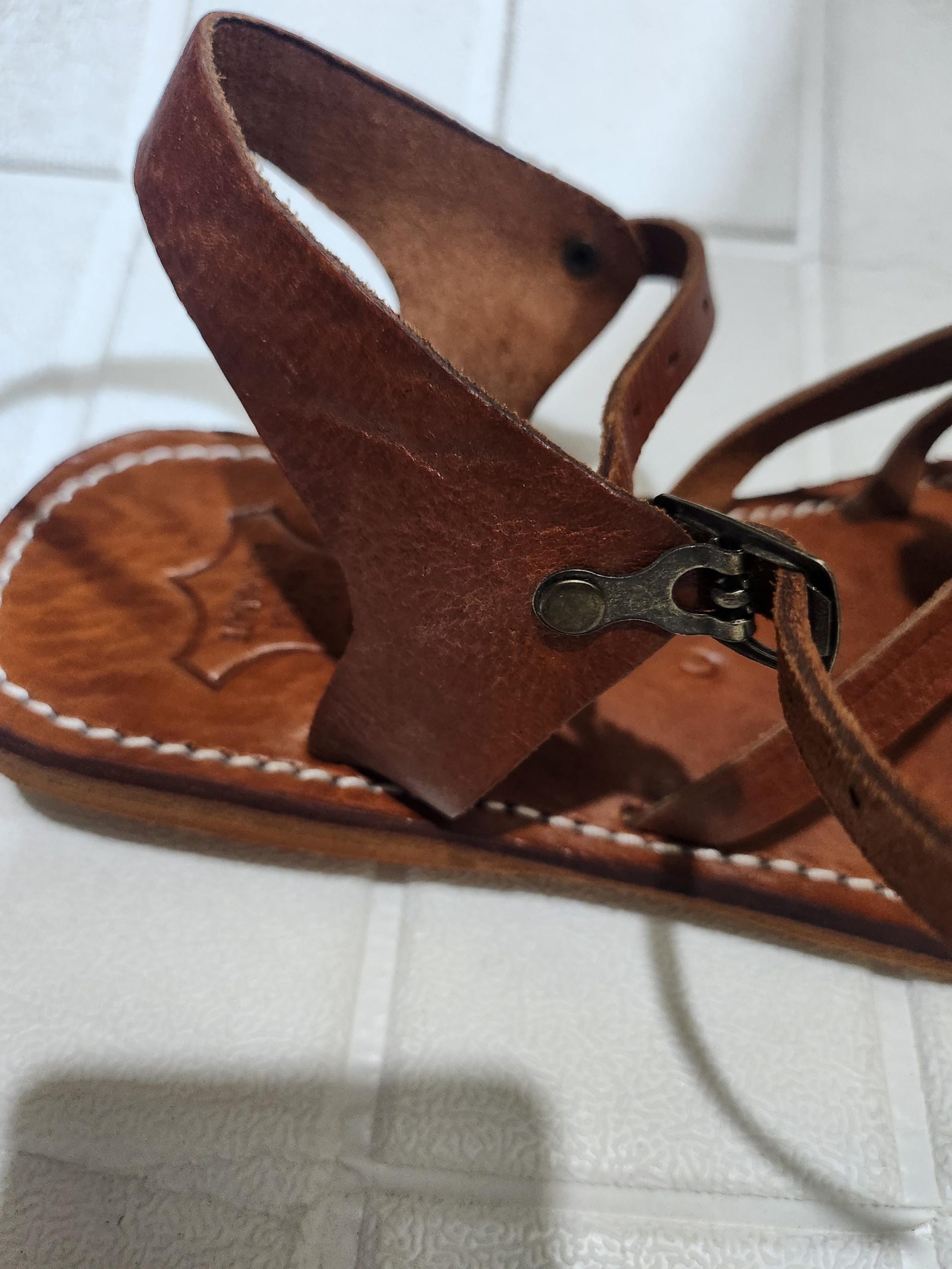 Handmade Moroccan Leather Sandals For Women – Brown Flat Summer Sandals With Toe Loop & Ankle Strap – Boho Travel Shoes Eu 37 To 42