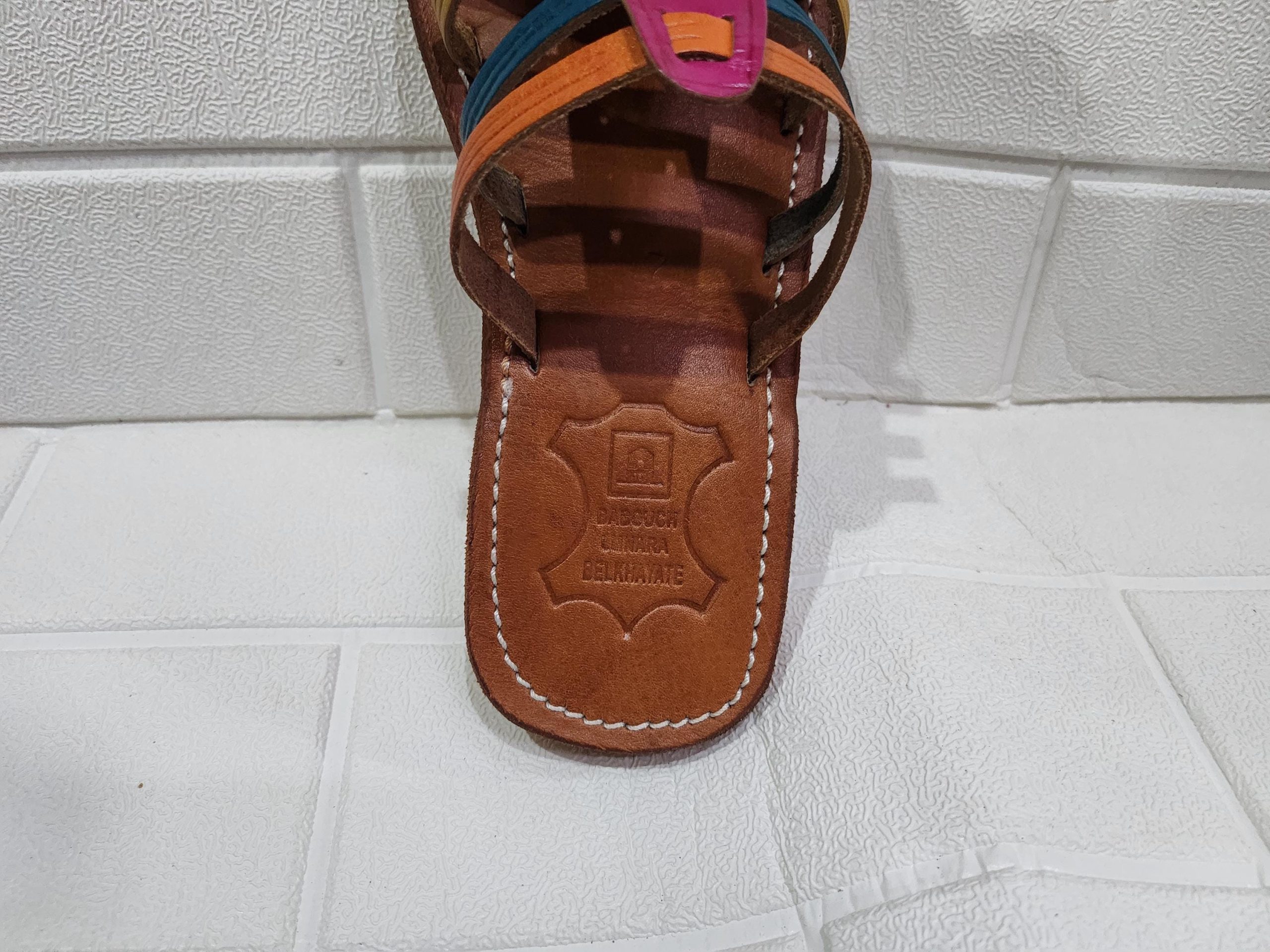 Handmade Moroccan Multicolor Leather Sandals For Women – Colorful Summer Flats – Boho Strappy Design – Traditional Artisan Slides