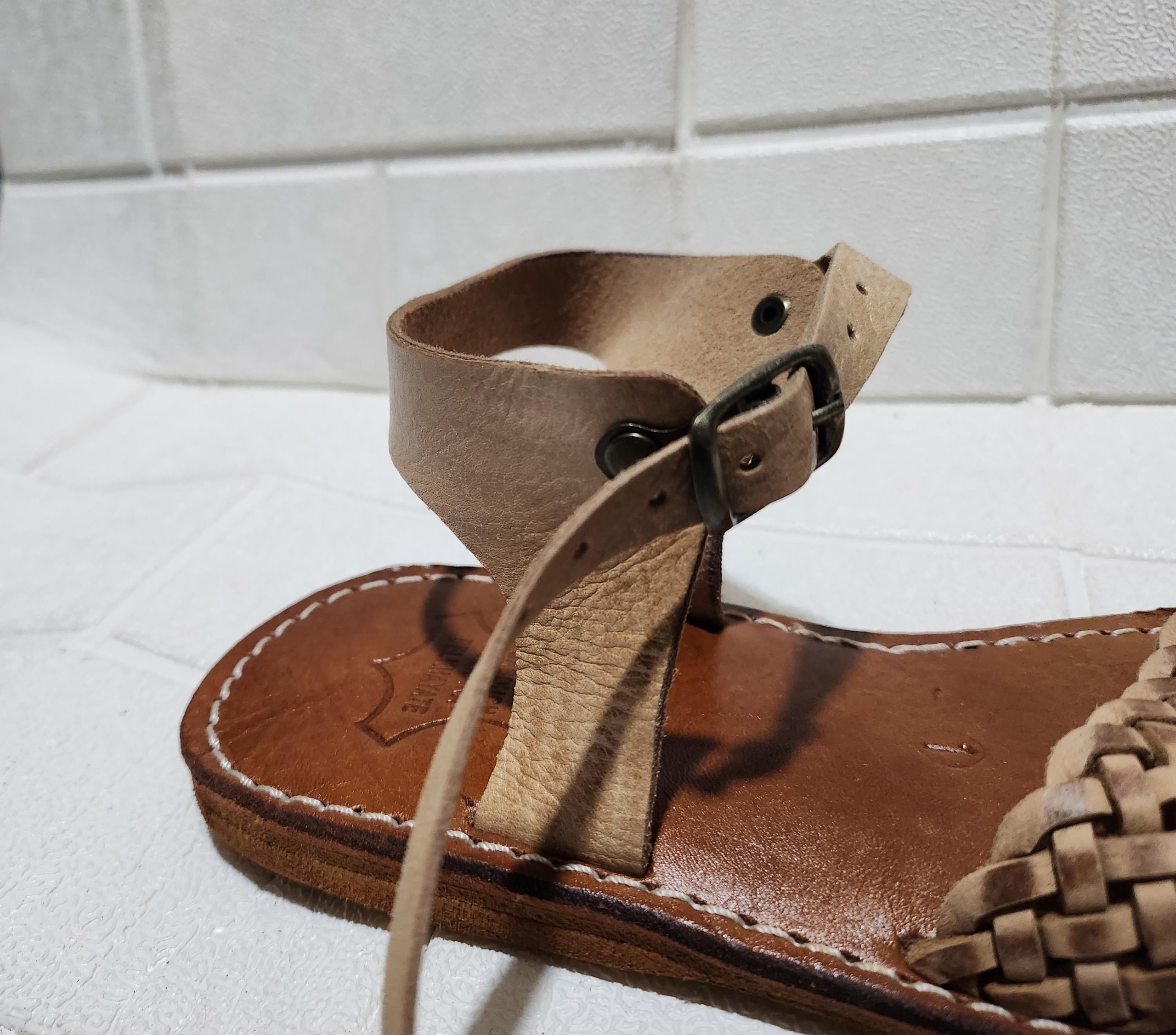 Handmade Moroccan Leather Sandals – Braided Flat Sandals For Women – Natural Tan Summer Shoes With Ankle Strap – Artisanmoroccatelie