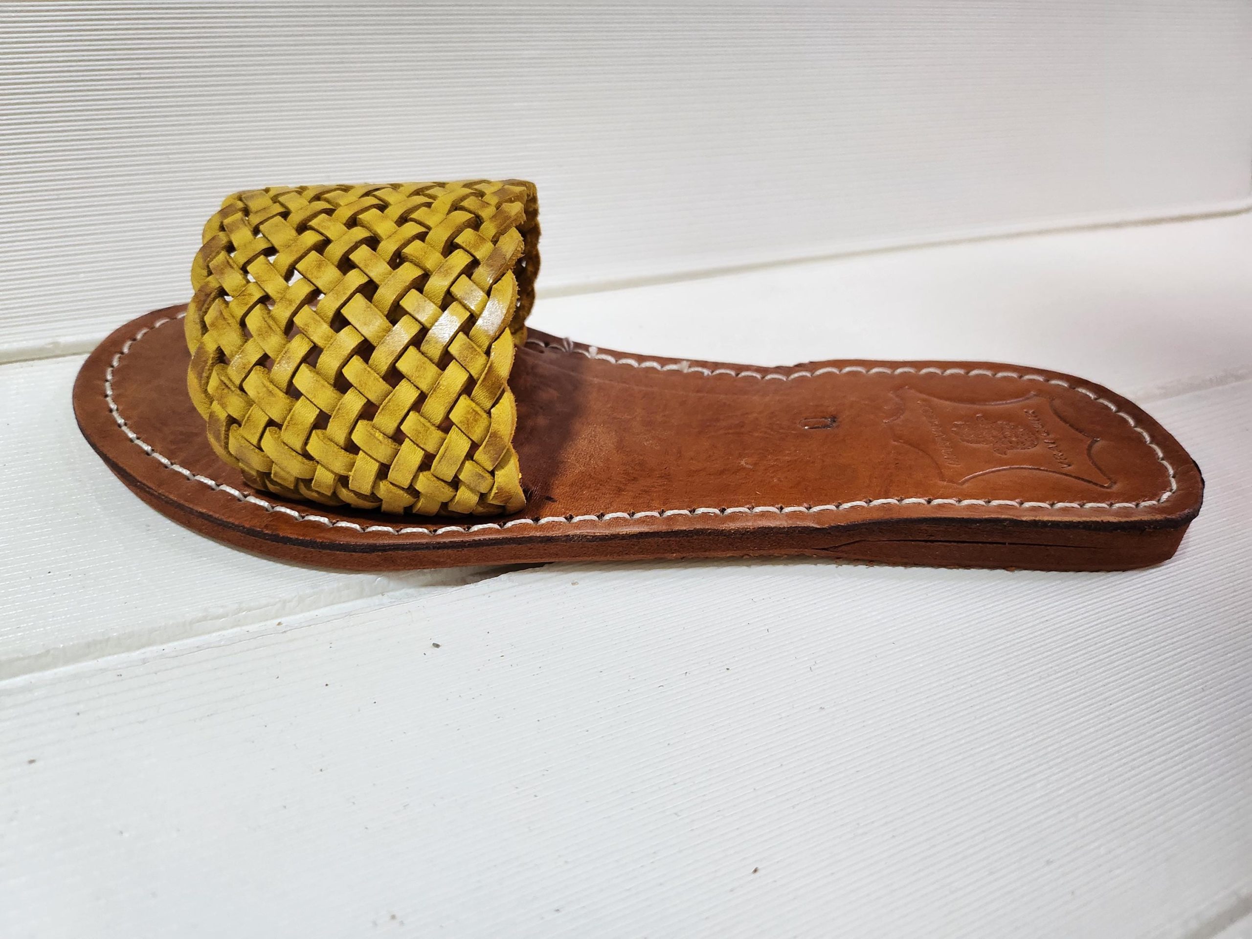 Handmade Moroccan Yellow Leather Sandal For Women – Woven Flats – Bright Summer Boho Shoes – Artisan Braided Leather Slippers – Gift For Her