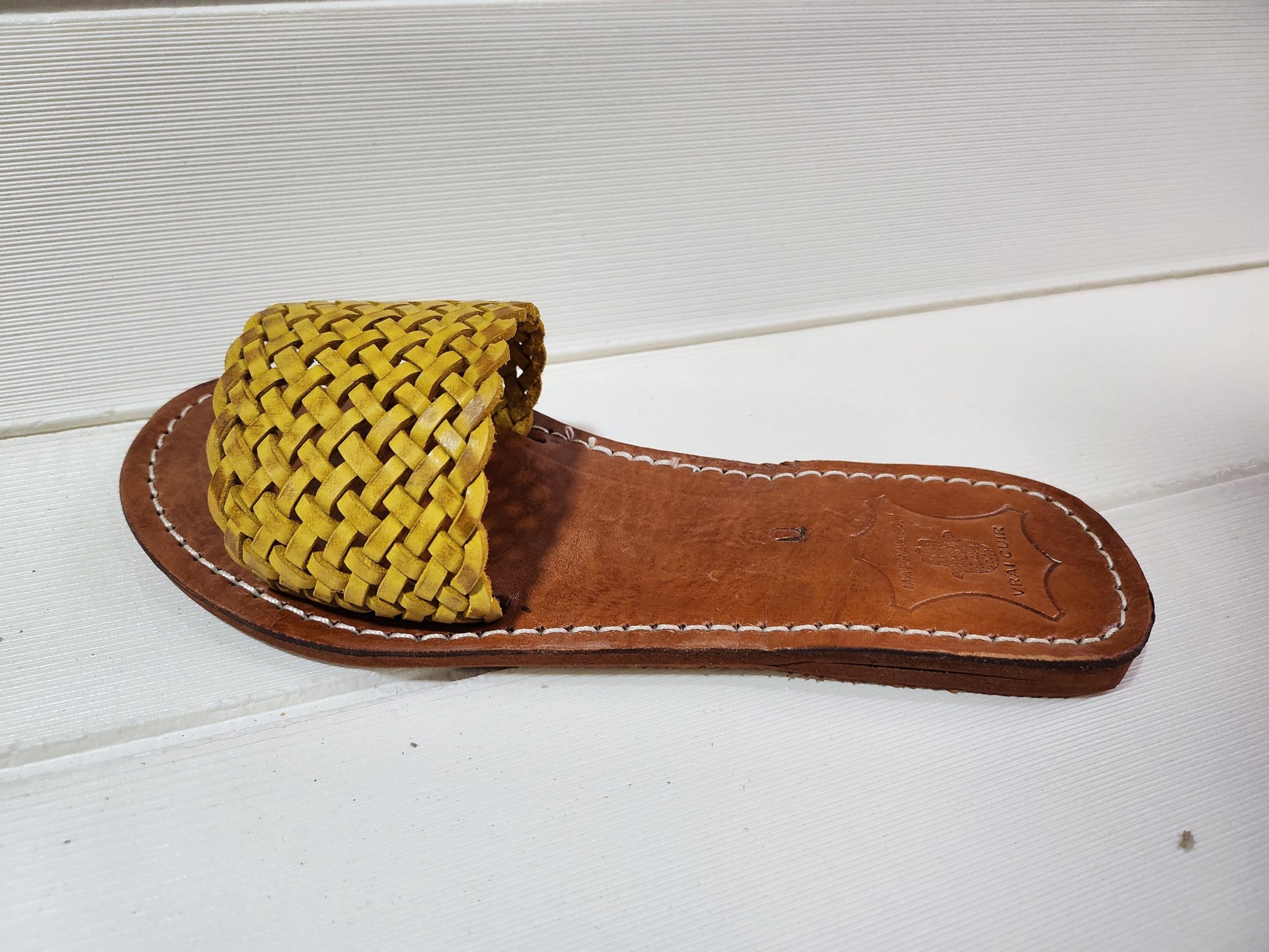 Handmade Moroccan Yellow Leather Sandal For Women – Woven Flats – Bright Summer Boho Shoes – Artisan Braided Leather Slippers – Gift For Her