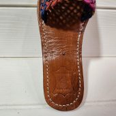 Handmade Moroccan Leather Sandals For Women – Vrai Cuir Marrakech – Colorful Woven Strap – Boho Summer Slides – Artisan Leather Shoes