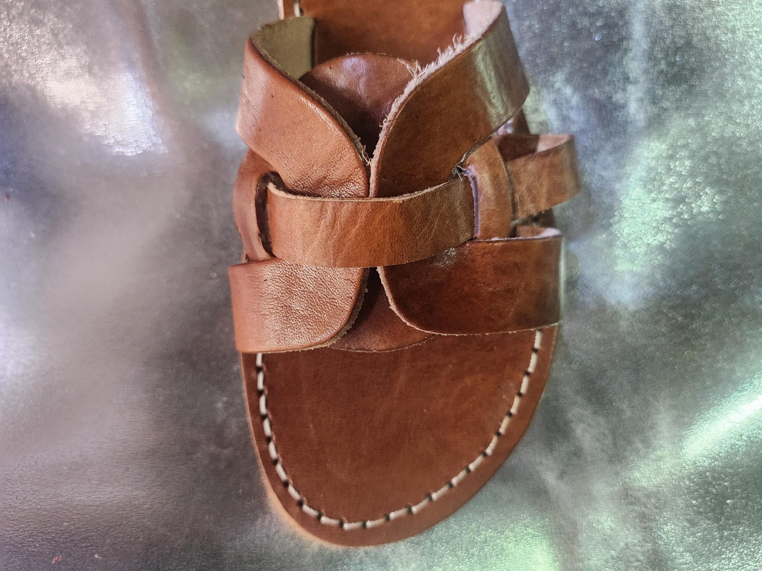 Handmade Moroccan Leather Sandals For Women – Brown Flat Shoes Gift
