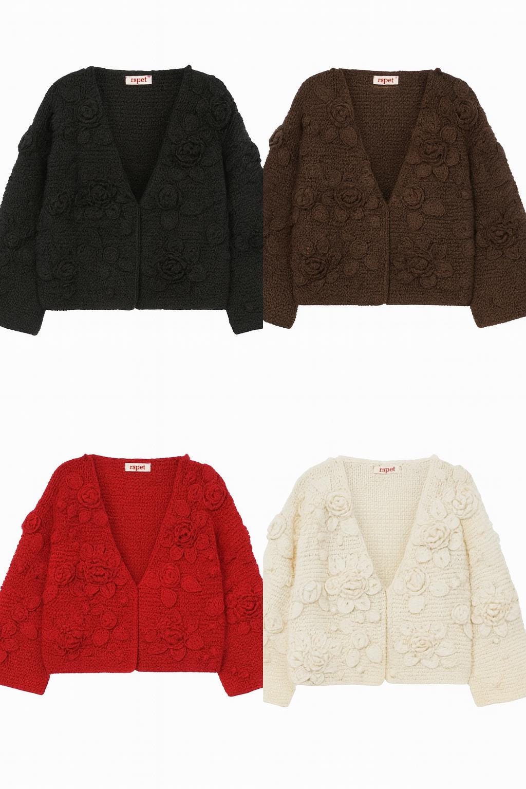 Hand-knitted Red Cotton Cardigan: Lightweight Boho Layering Jacket